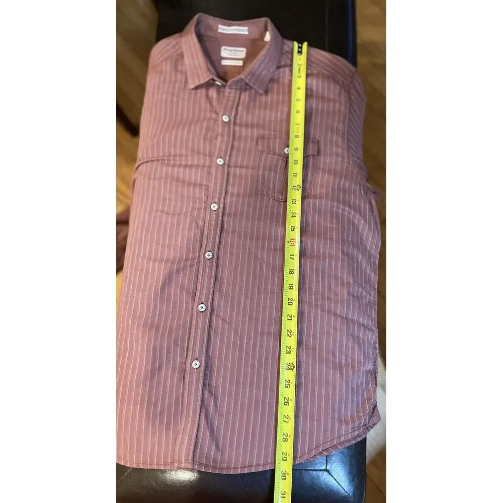 Tommy Bahama Island‎ Modern Fit Men's XL Brown Stripped Long Sleeve Button Shirt